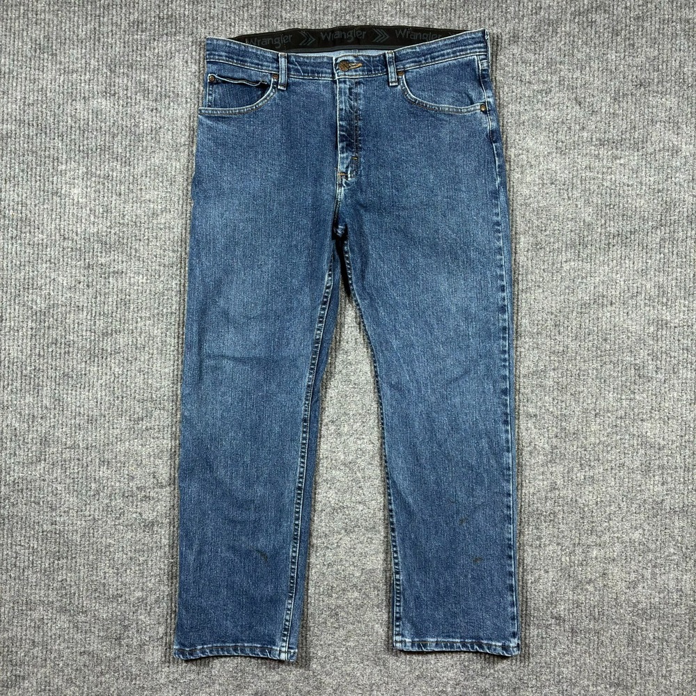 Wrangler Mens Straight Leg Jeans Size‎ 34x29 Regular Fit Blue Denim Mid Rise